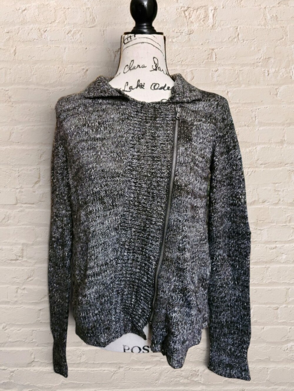Gap Alpaca Wool Blend Asymmetrical Zip Knit Moto Cardigan Sweater Size M